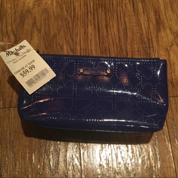 NWT Kate Spade Blue Patent Leather Cosmetic Bag - Picture 3 of 9